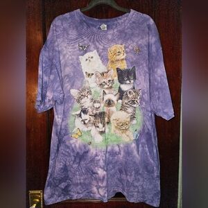 Gildan 2XL Kitties & Butterflies Purple Tie Dye